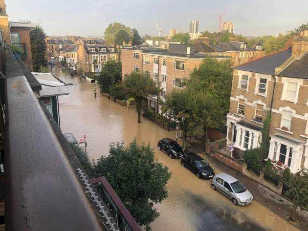 Flooding causes chaos in Finsbury Park  Photograph