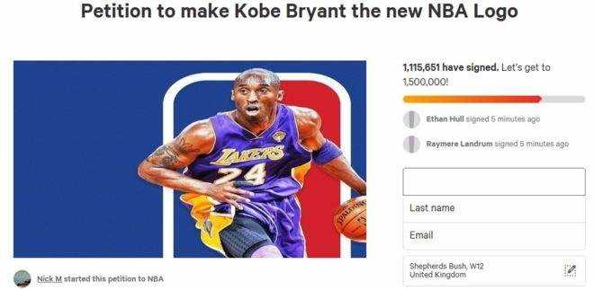 More than a million people have signed a petition to use Kobe Bryant's image as a new official NBA logo Photograph