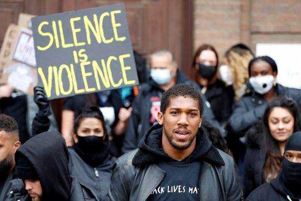 Anthony Joshua makes heartfelt speech describing racism at a Black Lives Matter march Photograph