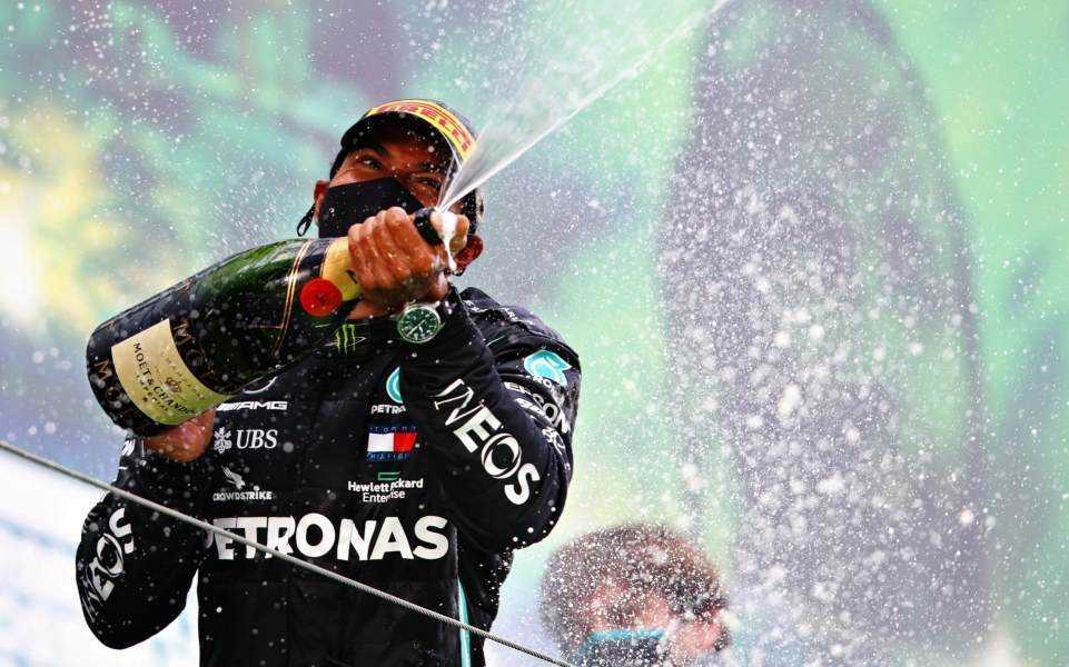 Lewis Hamilton equals Michael Schumacher F1 wins record at Eifel GP Photograph