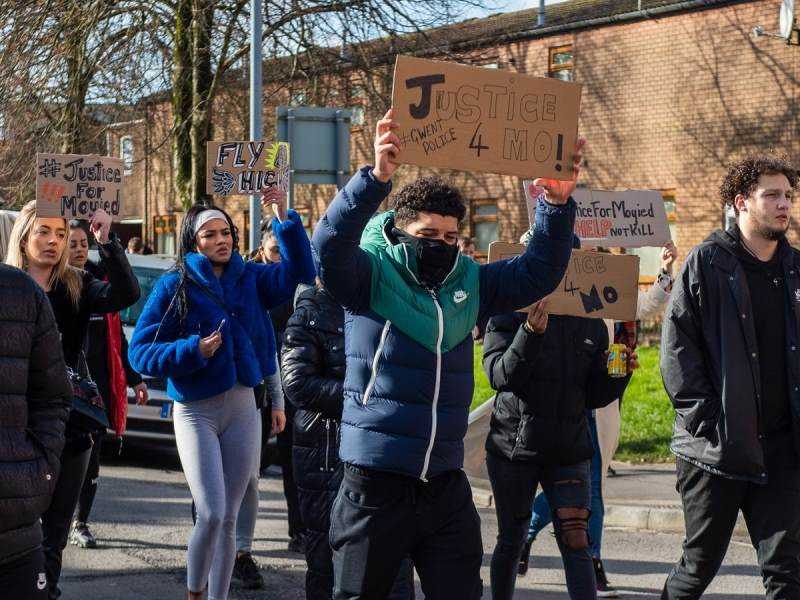 Protests in Newport in the wake of the death of 29-year-old man Moyied Bashir after Officers were called to his home Photograph