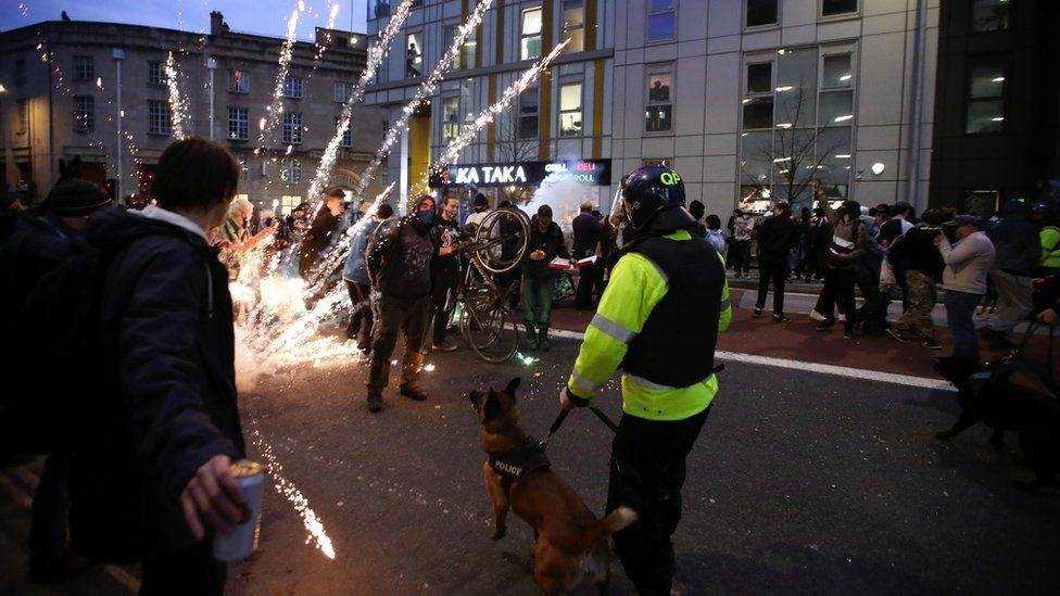 Peaceful 'Kill the Bill' Bristol protest overshadowed by night of rioting  Photograph