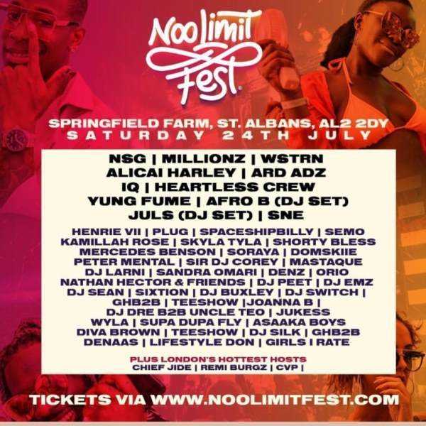 Noo Limit Fest announce HOT headline act including WSTRN, Alicai Harley, Afro B, Juls and more! Photograph